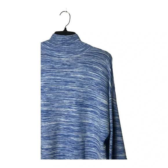 1451. AERIE OFFLINE LONG SLEEVE 1/4 ZIP SWEATER RIBBED BLUE/WHITE COLOR MARBLE - Picture 7 of 9